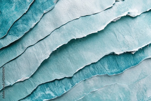 Wallpaper Mural Textured teal paper layered with torn edges, abstract background Torontodigital.ca