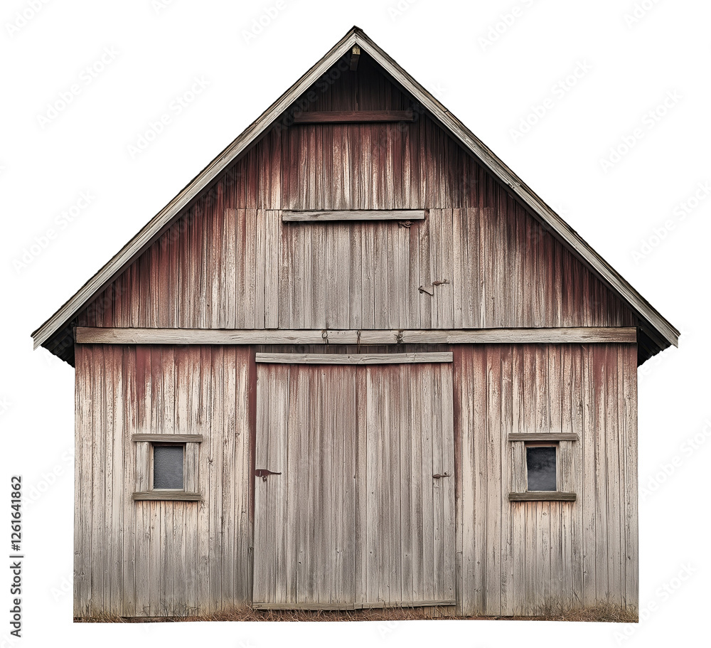 Wooden barn isolated on transparent background, front view Wooden barn isolated on transparent background, front view