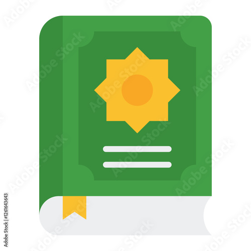 Quran icon. Vector illustration. Symbols of Islamic holy book and guidance