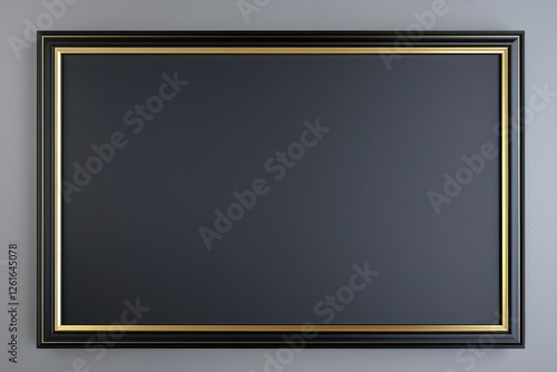 Modern branding enhanced by a matte black frame in 3D with soft gold borders, ideal for sleek visuals.