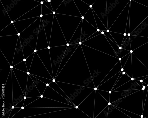 Abstract geometric network technology of interconnected lines and dots on a black background design
