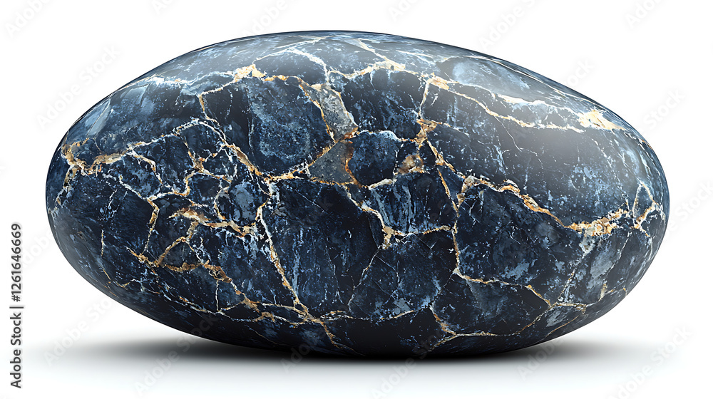 Beautiful polished blue stone with golden veins Beautiful polished blue stone with golden veins