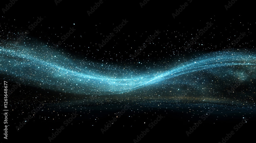 Celestial Blue Wave Gently Flows Through Dark Space. AI Generated Celestial Blue Wave Gently Flows Through Dark Space. AI Generated