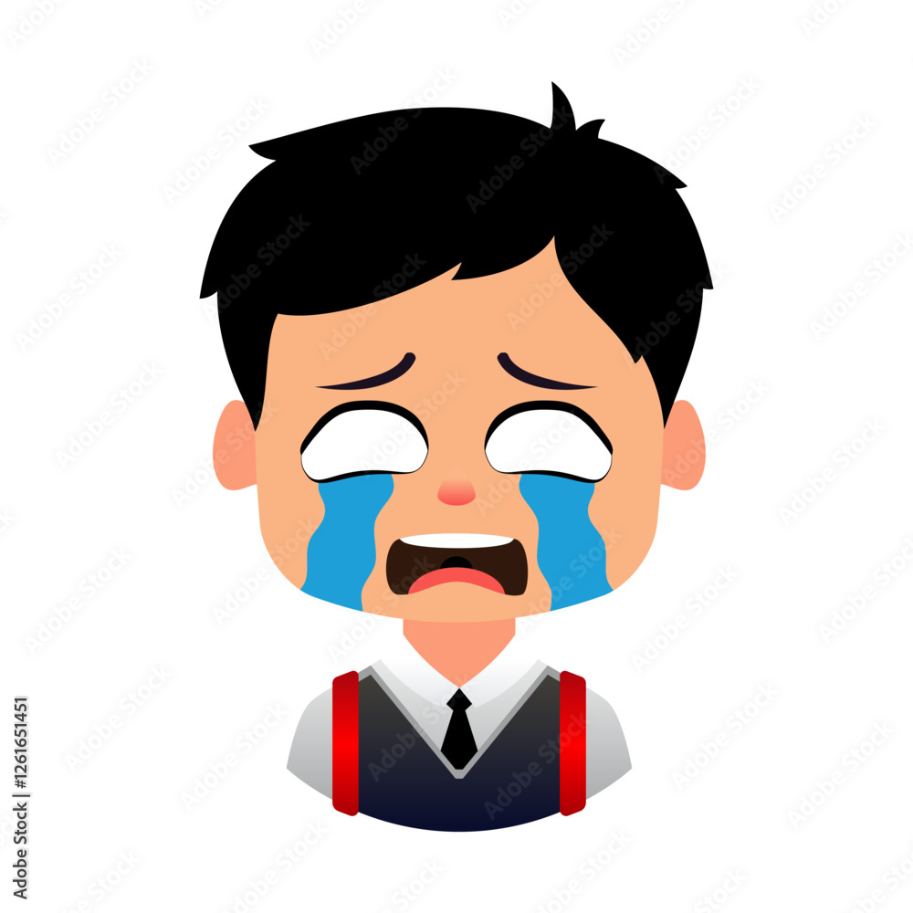 Sad Cartoon Boy, Sad student disappointed with test results, Emoji Boys School Sad Cartoon Boy, Sad student disappointed with test results, Emoji Boys School