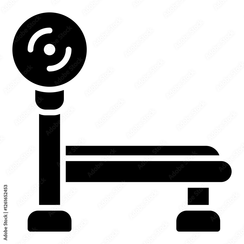 Weightlifting Bench icon. Vector illustration. Symbols of strength training equipment Weightlifting Bench icon. Vector illustration. Symbols of strength training equipment