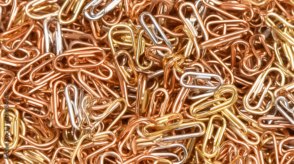 Heap of Metallic Decorative Fasteners in Gold Silver and Copper Tones Close Up Abstract Design Heap of Metallic Decorative Fasteners in Gold Silver and Copper Tones Close Up Abstract Design