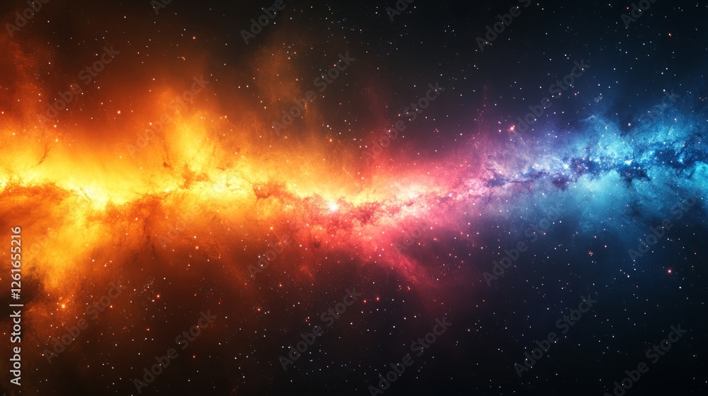 Fototapeta premium A beam of light divides into vibrant dimensions, symbolizing the mysteries of quantum exploration.