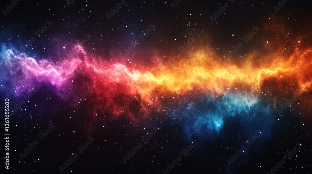 Fototapeta premium A beam of light divides into vibrant dimensions, symbolizing the mysteries of quantum exploration.