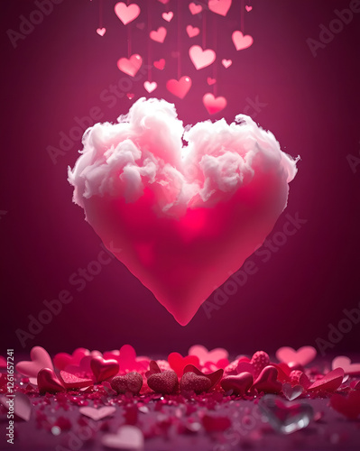 Valentine's Day background with heart-shaped cloud pink tone