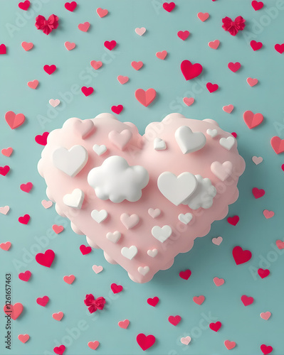 Valentine's Day background with heart-shaped cloud pink tone