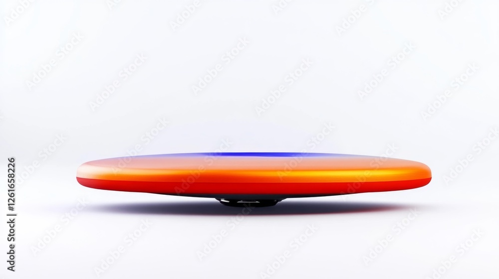 A Floating Frisbee in Vibrant Red and Orange Colors Against a White Isolated Background. Generative AI A Floating Frisbee in Vibrant Red and Orange Colors Against a White Isolated Background. Generative AI