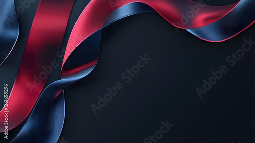 Abstract Dark Background with Flowing Red and Blue Silk Ribbons
