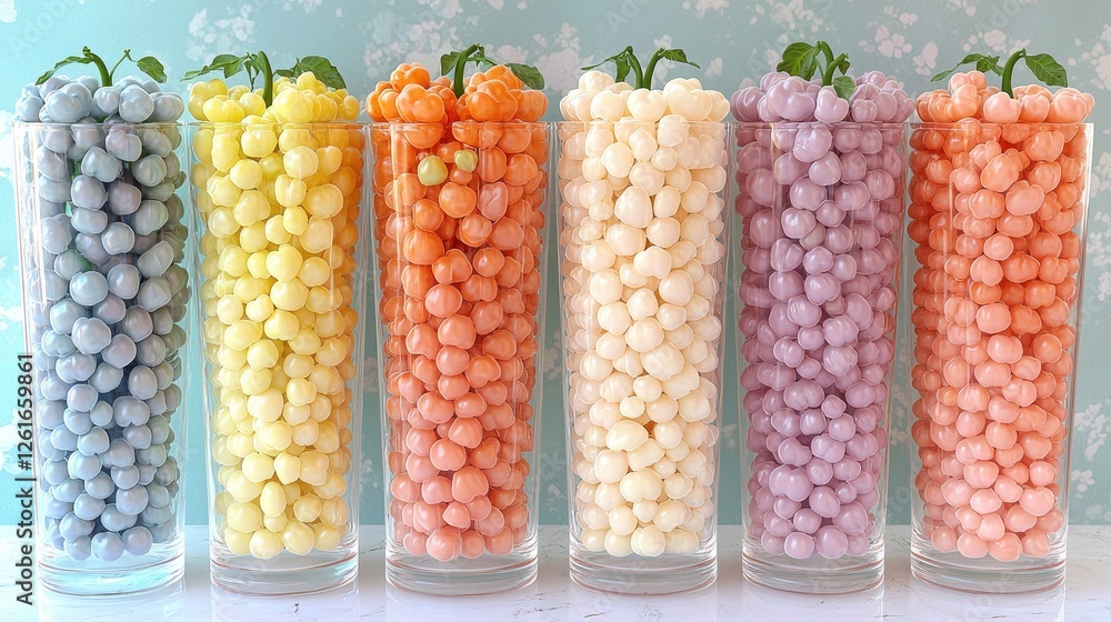 custom made wallpaper toronto digitalColorful Candy Beads in Glass Vases Pastel Rainbow Sweets Decorative Food
