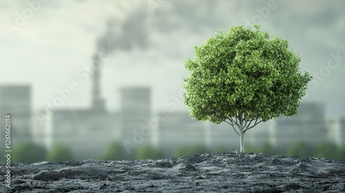 Environmental change urban landscape nature photography industrial background isolated viewpoint impact of pollution on greenery