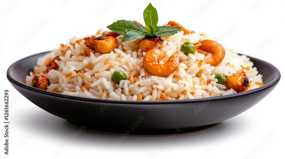 Delicious Plate of Cashew and Green Pea Fried Rice with Fresh Herbs. Generative AI Delicious Plate of Cashew and Green Pea Fried Rice with Fresh Herbs. Generative AI