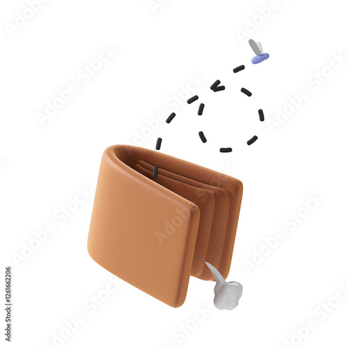 empty wallet 3d illustration