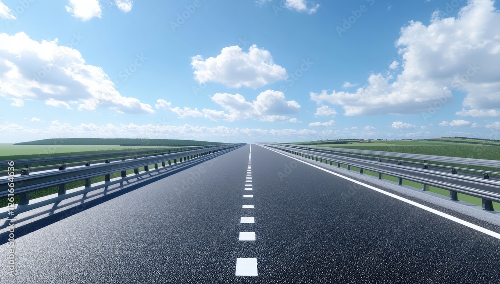 Fototapeta premium Empty highway stretches into horizon on a sunny day