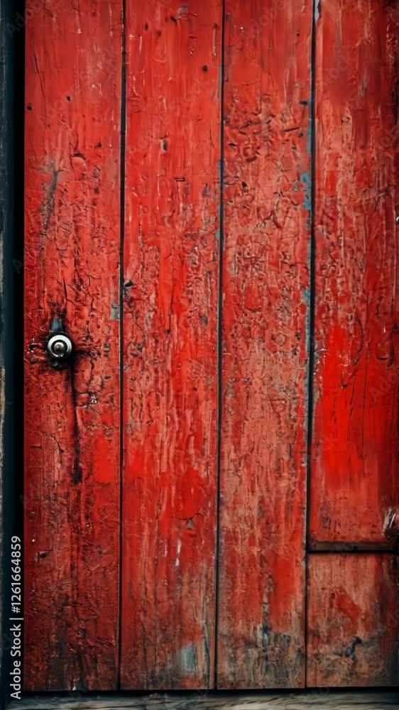 Old red wooden door, weathered, brick wall background, rustic texture, design element Old red wooden door, weathered, brick wall background, rustic texture, design element