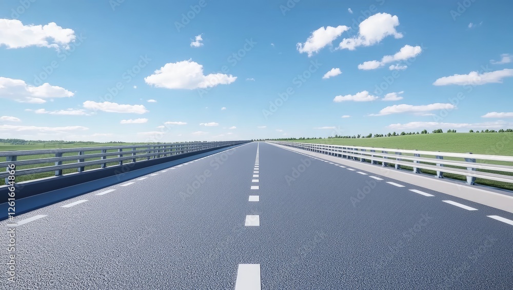 Fototapeta premium Empty highway stretches into sunny countryside