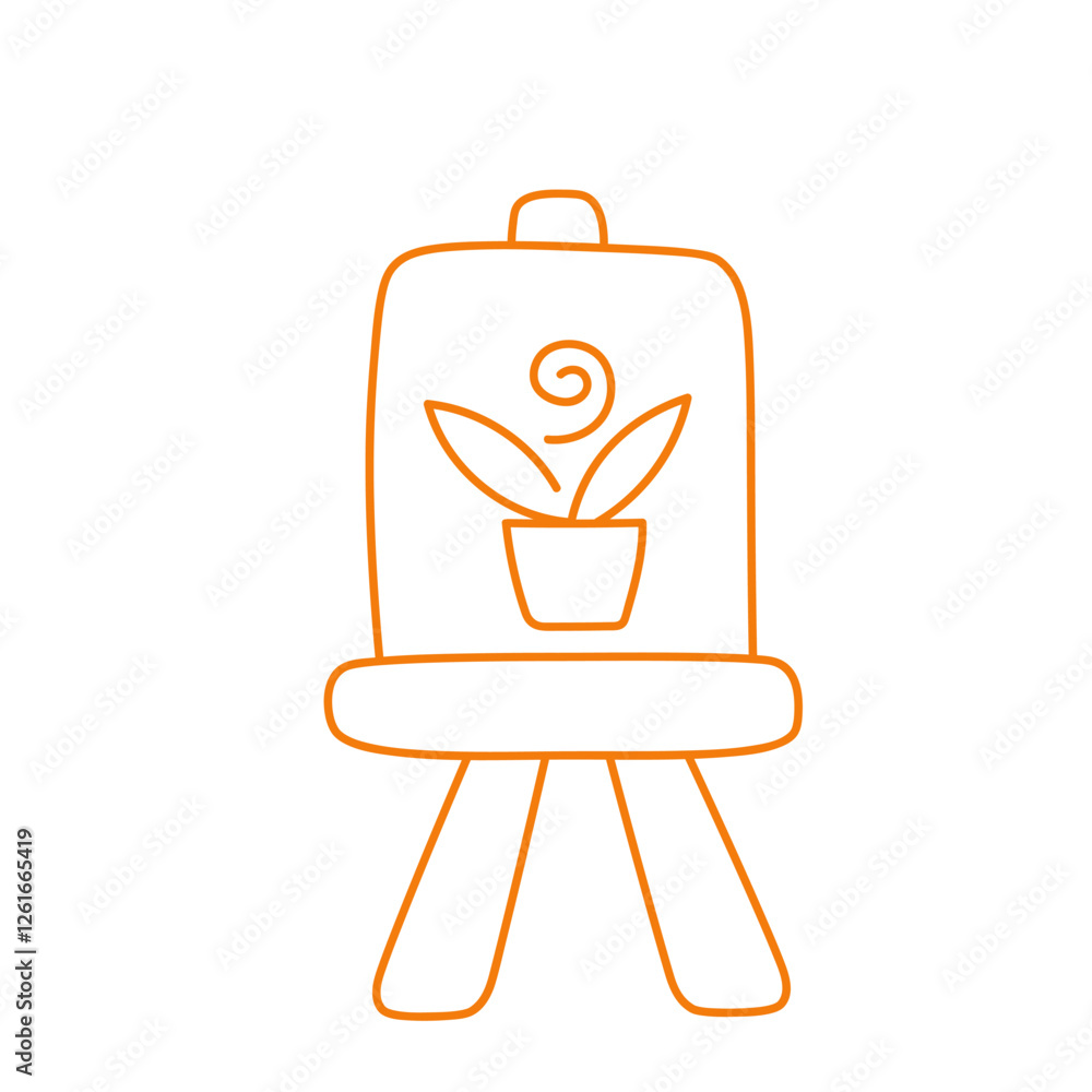 Outline Doodle Stationary Canvas Painting Outline Doodle Stationary Canvas Painting