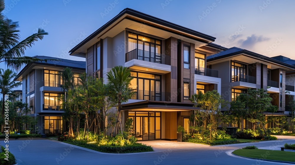 Modern residential building with clean design, showcasing simplicity and contemporary living. Modern residential building with clean design, showcasing simplicity and contemporary living.