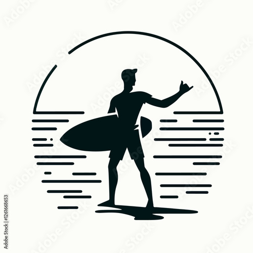 Photography vector illustration of people surfing on the beach