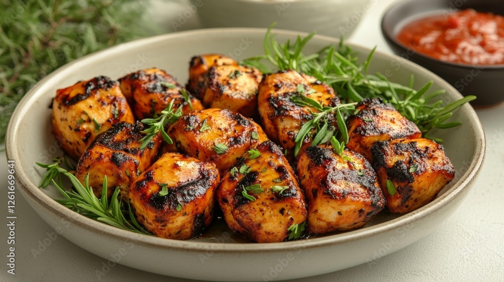 Roasted Potatoes with Fresh Herbs and Seasoning in a Bowl. Generative AI Roasted Potatoes with Fresh Herbs and Seasoning in a Bowl. Generative AI