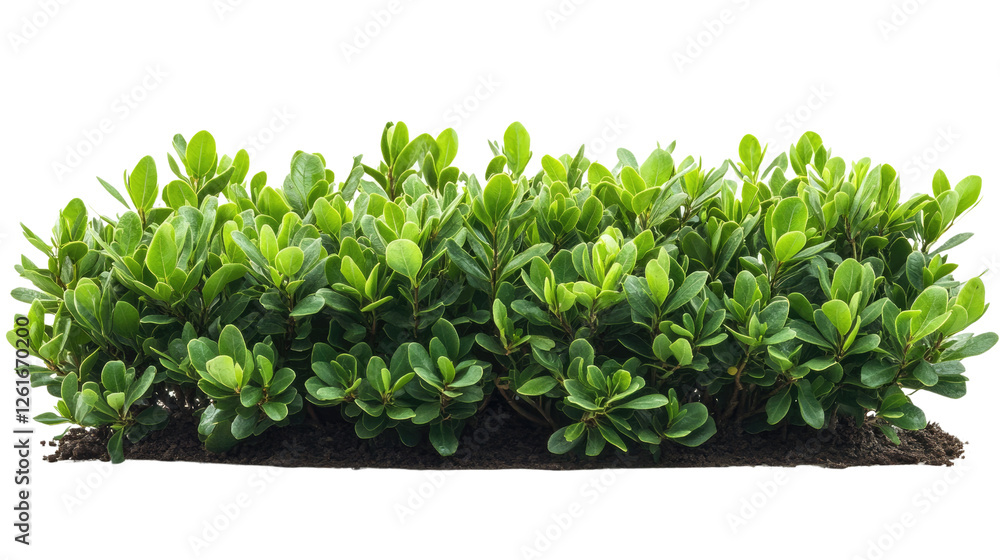 Obraz premium Lush Green Shrub: A vibrant, dense shrub with rich green foliage provides a textured and refreshing display.