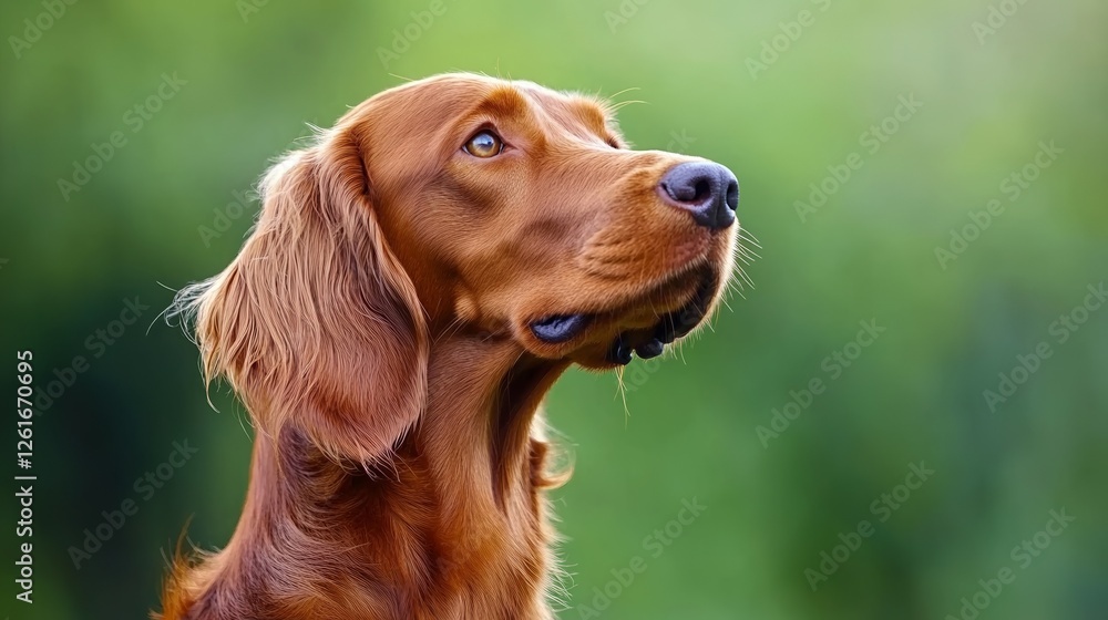 An Irish setter's gentle gaze, framed by soft light, evokes warmth and loyalty. An Irish setter's gentle gaze, framed by soft light, evokes warmth and loyalty.