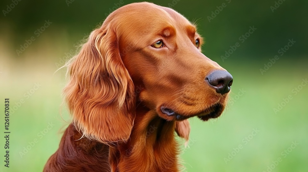 An Irish setter's gentle gaze, framed by soft light, evokes warmth and loyalty. An Irish setter's gentle gaze, framed by soft light, evokes warmth and loyalty.
