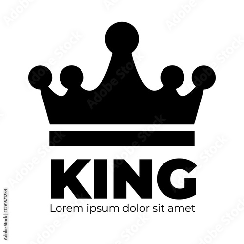 Black King Crown Logo. Monogram Simple Crown Symbol