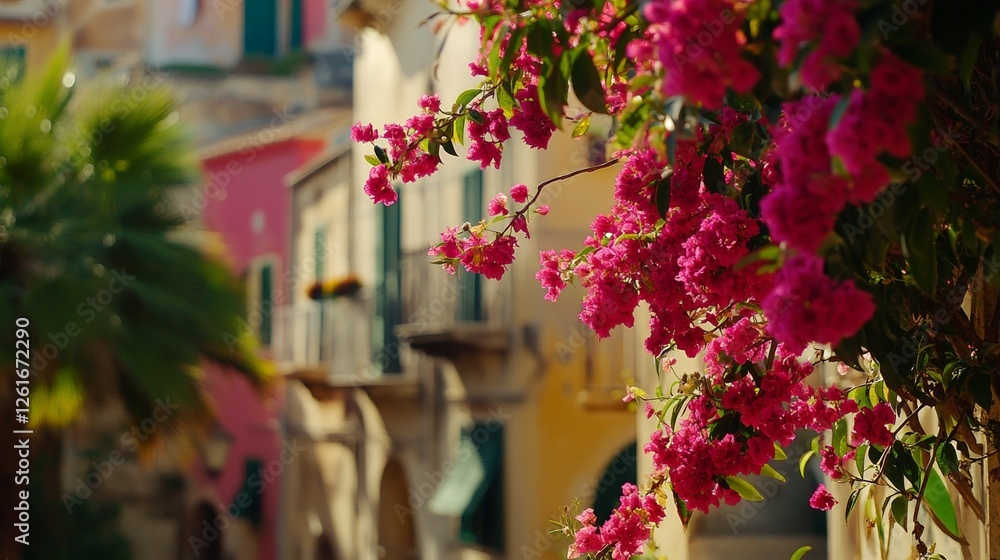 Fototapeta premium Atrani town's vibrant charm, a serene coastal retreat