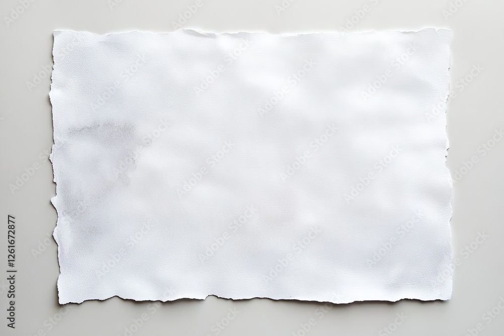 Obraz premium Blank white torn paper on light gray surface