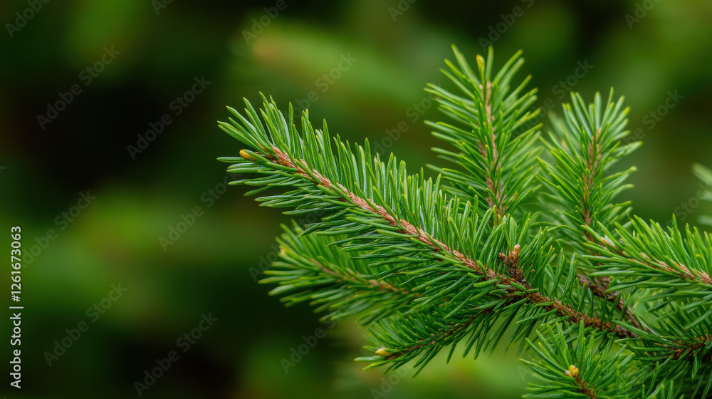 Close-up of a green pine branch showcasing its needle-like leaves. Close-up of a green pine branch showcasing its needle-like leaves.