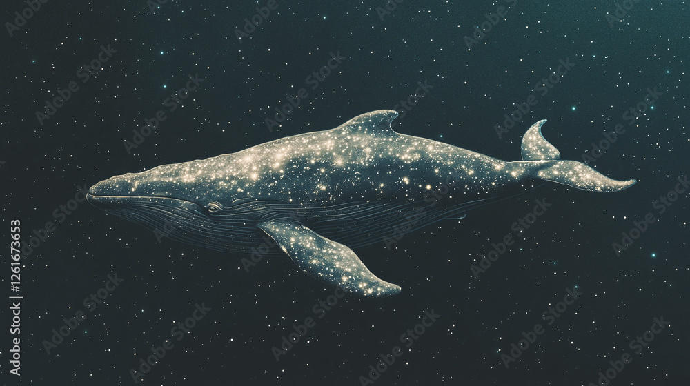 Fototapeta premium Cosmic Whale in the Deep Space