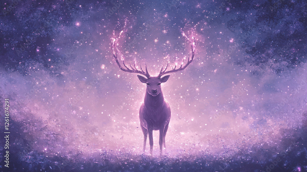 Fototapeta premium Enchanted Deer in a Starry Night