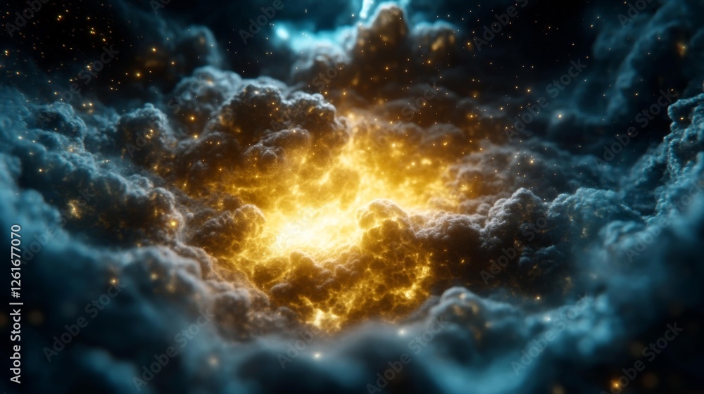 Fototapeta premium Colorful cosmic clouds and stars in deep space background. Generative AI