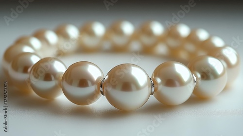 Elegant pearl bracelet with smooth shiny pearls. Generative AI photo