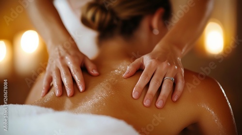 Wallpaper Mural Woman enjoying a relaxing spa massage, embodying tranquility and self-care. Torontodigital.ca