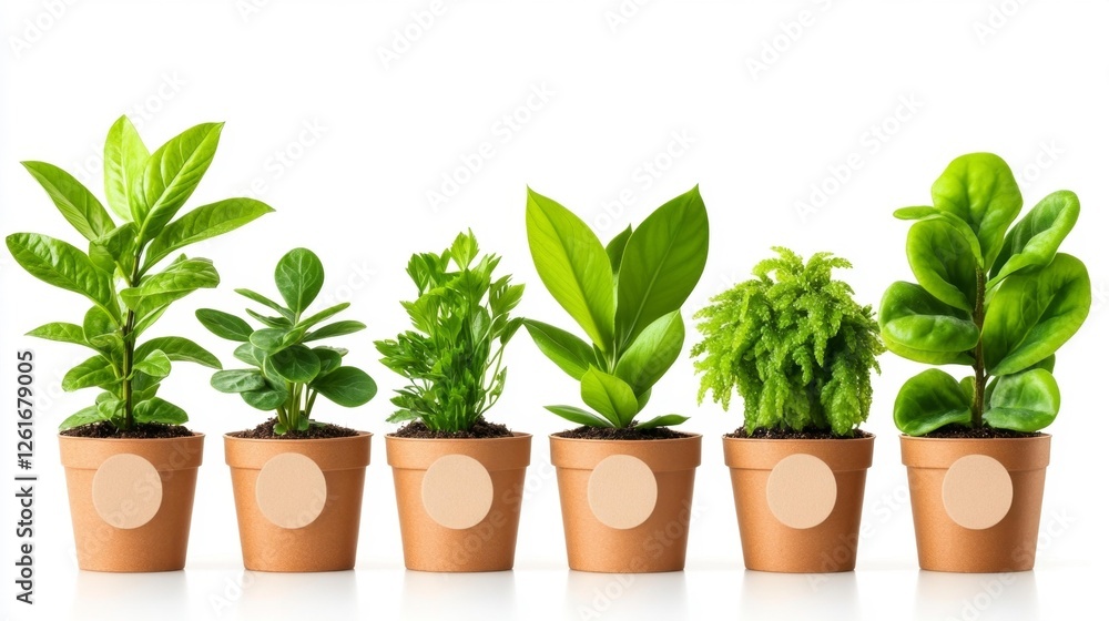 Obraz premium Collection of Potted Plants Isolated on White Background. Generative AI