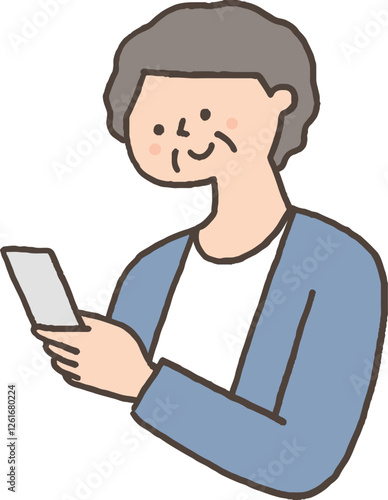 スマホを操作するシニア女性