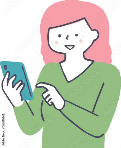 スマホを操作する若い女性
