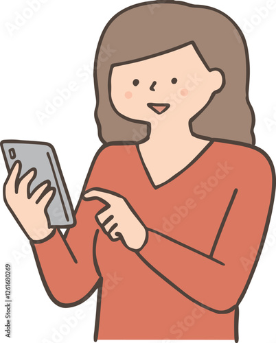 スマホを操作する若い女性