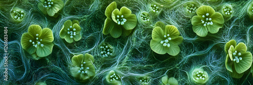 Intricate World of Liverworts in a Damp, Shady Habitat Highlighting Bryophyte Details photo