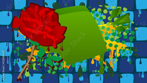 Rose graffiti. Abstract modern street art decoration performed in urban painting style.