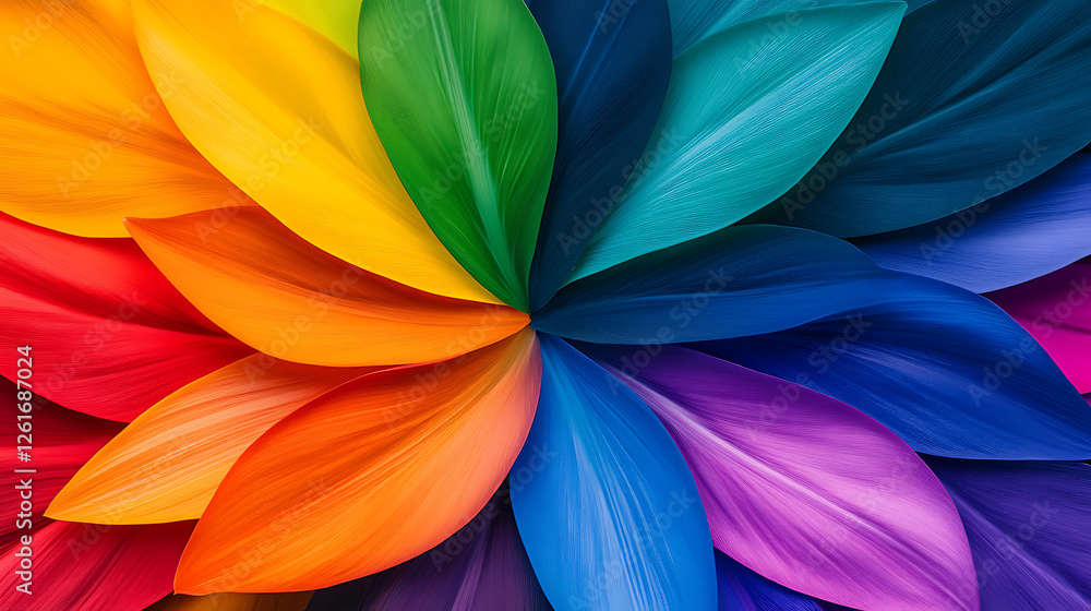 Spectrum Colored Foliage Circle Design Featuring Vibrant Hues and Radial Symmetry Presentation Spectrum Colored Foliage Circle Design Featuring Vibrant Hues and Radial Symmetry Presentation