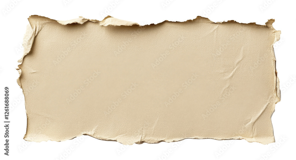 Obraz premium Torn parchment paper with textured edges, isolated on transparent background. Vintage and antique concept