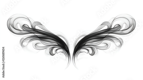 Symmetrical Smoke Plumes Emanating Ornamentally Creating Wing Like Visual Illusion Design Element photo