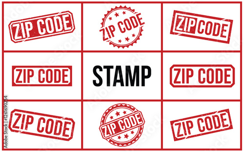 Slika na platnu ZIP CODE red rubber stamp vector design.