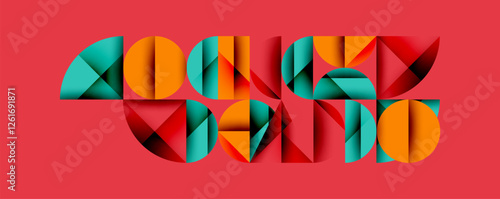 Minimal geometric abstract background. Circle square and triangle design